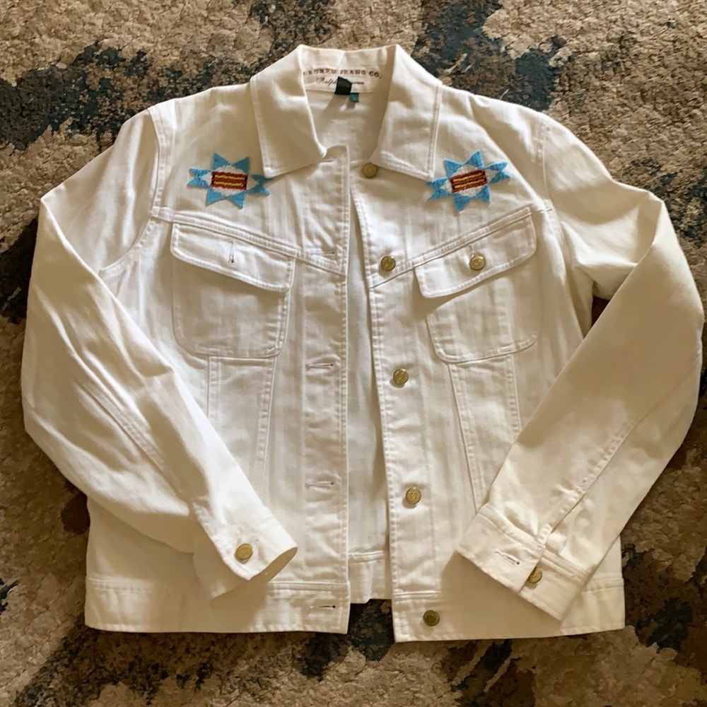 Ralph Lauren White Beaded Denim Jacket - image 1